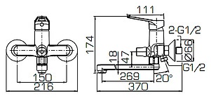 Смеситель Bravat Eco F00414С с душевым гарнитуром