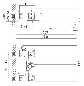 Смеситель D&K Grimm Hessen DA1383301 универсальный