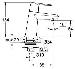 Кран Grohe Eurodisc Cosmopolitan 23051002