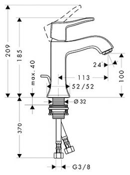 Смеситель Hansgrohe Metris Classic 31075000 для раковины