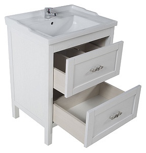 Мебель для ванной ASB-Mebel Римини 80 белая патина серебро, массив ясеня