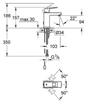 Смеситель Grohe Eurocube 23131000 для раковины