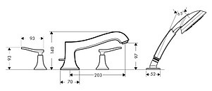 Смеситель Hansgrohe Metris classic 31314000 на борт ванны