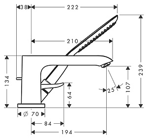 Смеситель Hansgrohe Metris 31190000 на борт ванны