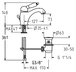 Смеситель Gattoni Orta 2746V0 для раковины