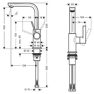 Смеситель Hansgrohe Metris S 31161000 для раковины