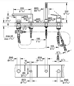 Смеситель Grohe Eurocube 19897000 на борт ванны