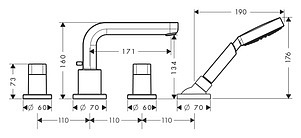 Смеситель Hansgrohe Metris S 31446000 на борт ванны