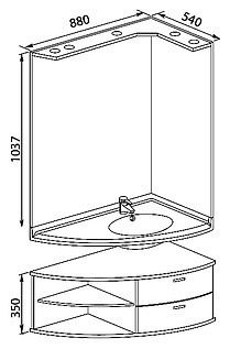 Мебель для ванной Aquanet Корнер Open R