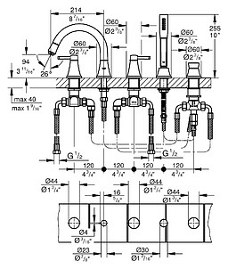 Смеситель Grohe Grandera 19919000 на борт ванны