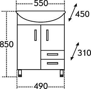 Мебель для ванной СанТа Уют 55 2 двери, 2 ящика розовая