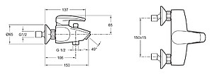 Смеситель Jacob Delafon Panache E71241-CP для ванны с душем