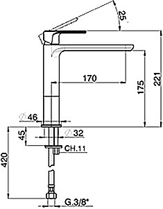 Смеситель Cisal LineaViva LV00150021 хром для раковины