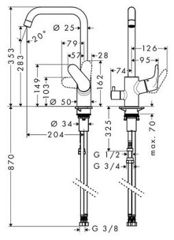 Смеситель Hansgrohe Focus E2 31823000 для кухонной мойки