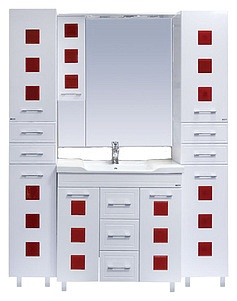 Мебель для ванной Misty Кармен 90 белая эмаль, красное стекло