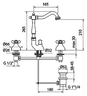 Смеситель Webert Ottocento OT750202010 золото для раковины