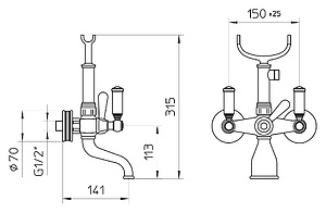 Смеситель Bossini Liberty Z001103 BR для ванны с душем