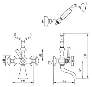 Смеситель Migliore Princeton ML.PRN-802 Cr для ванны с душем