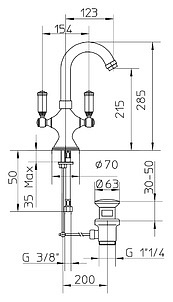 Смеситель Bossini Liberty Z001301 BR для раковины