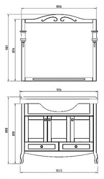 Мебель для ванной ASB-Mebel Флоренция 105 белая патина серебро, массив ясеня