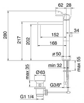 Смеситель Treemme Q 5612.CC для раковины