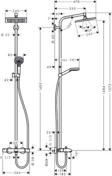 Душевая стойка Hansgrohe Crometta E 240 1jet Showerpipe  27298000