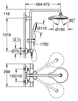 Душевая стойка Grohe Power&Soul Cosmopolitan 26186000