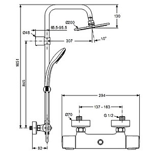 Душевая стойка Ideal Standard Ideal Duo A5686AA