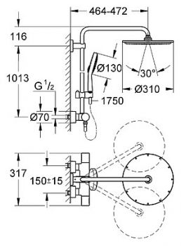 Душевая стойка Grohe Rainshower System 310 27968000