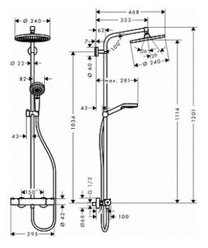 Душевая стойка Hansgrohe Crometta S 240 1jet Showerpipe 27267000