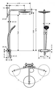 Душевая стойка Hansgrohe Raindance Select S S300 2jet 27133000 Showerpipe