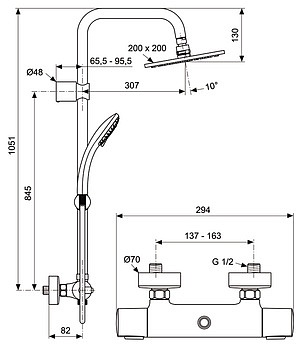 Душевая стойка Ideal Standard IdealRain Cube A5833AA