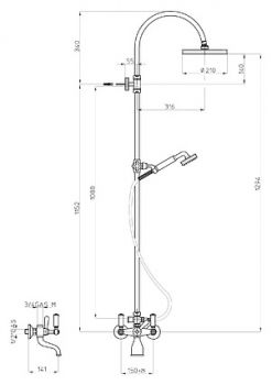 Душевая стойка Bossini Liberty L01203 CR