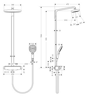 Душевая стойка Hansgrohe Raindance Select E 300 2jet 27128400 Showerpipe