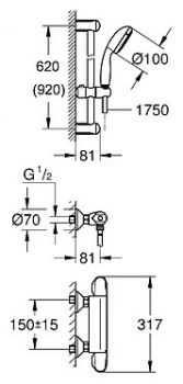 Душевой гарнитур Grohe Grohtherm 1000 New 34151003 с термостатом