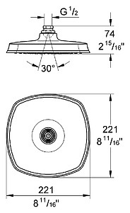 Верхний душ Grohe Rainshower Grandera 210 27974IG0