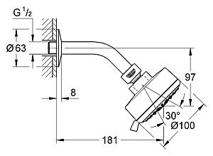 Верхний душ Grohe New Tempesta Cosmopolitan 100 27869000