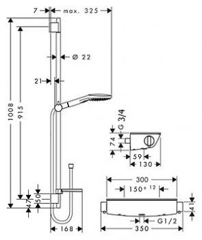 Душевой комплект Hansgrohe Ecostat Combi Raindance Select 27039400