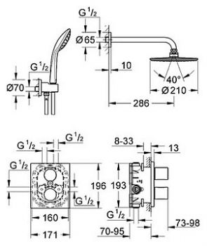 Душевой комплект Grohe Grohtherm 3000 Cosmopolitan 34408000