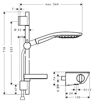 Душевой комплект Hansgrohe Ecostat/Raindance Select S 150 27036400