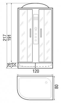 Душевая кабина River Temza 120/80/26 R ТН
