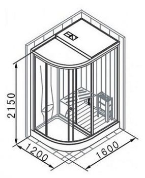 Душевая кабина Appollo AG-0204 с баней и финской сауной, правая