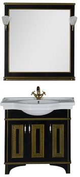 Мебель для ванной Aquanet Валенса 90 черный краколет/золото