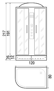 Душевая кабина River Temza 120/80/26 R MT