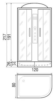 Душевая кабина River Temza 120/80/26 L ТН