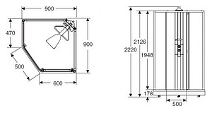 Душевая кабина IDO Showerama 8-5 90x90 стекло тонир., проф. серебристый