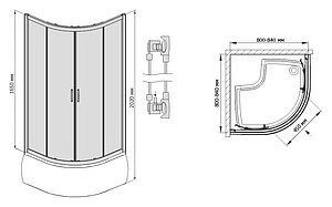 Душевой уголок Sanplast kpl-KP4/Kabro 800x800x2020 стекло кора CR, профиль белый