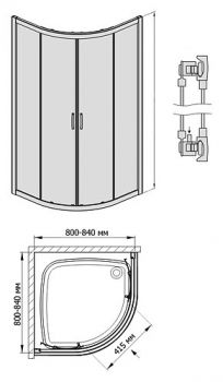 Душевой уголок Sanplast KP4/TX4 800x800x1850 стекло W14, профиль серебряный блестящий