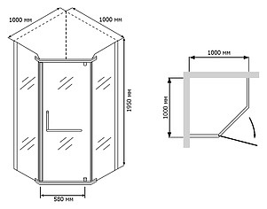 Душевой уголок RGW Passage PA-81 1000x1000x1950 профиль хром, стекло чистое