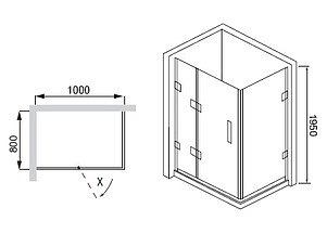 Душевой уголок RGW Hotel HO-44 800x1000x1950 профиль хром, стекло чистое